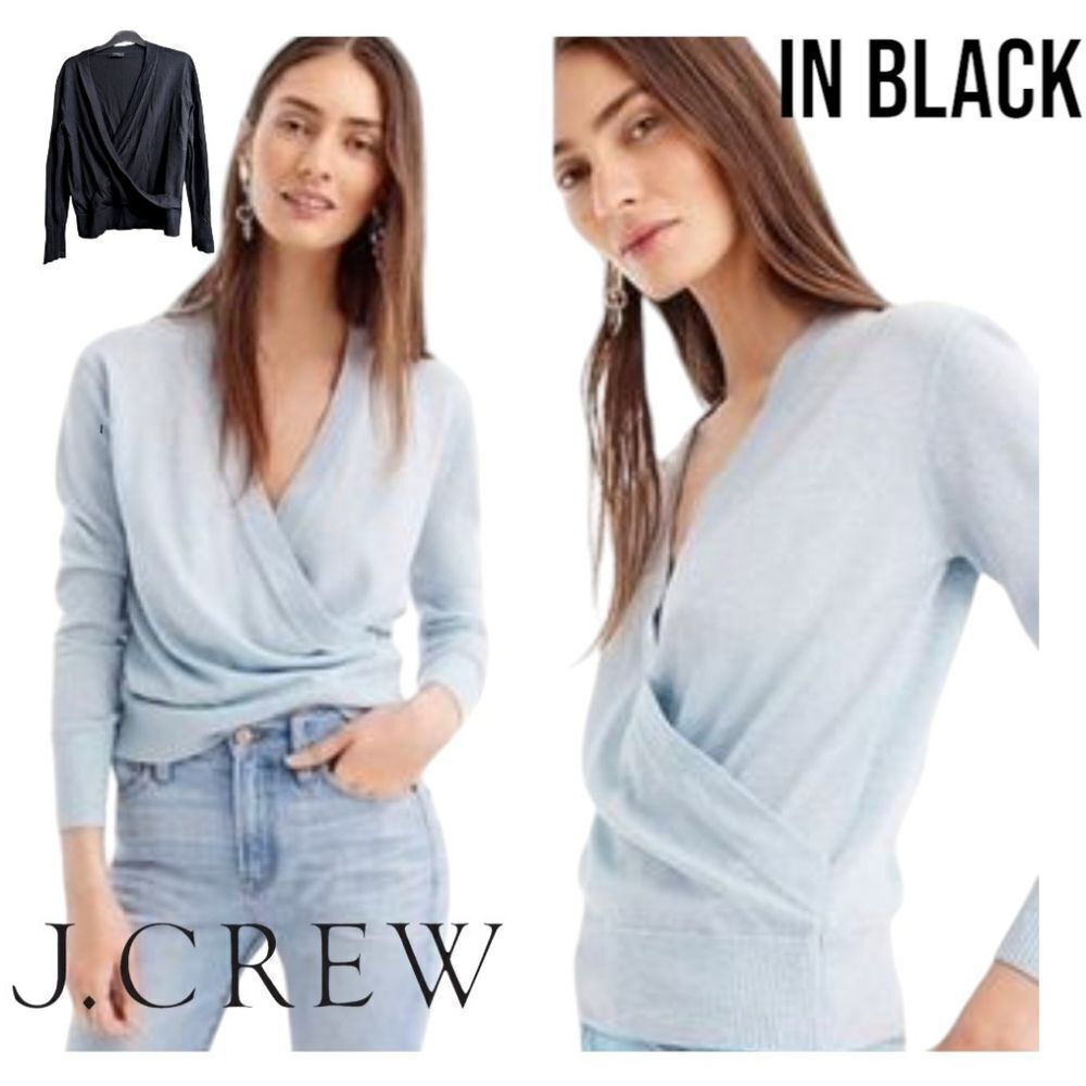Jcrew black 💯 merino wrap cardigan sz S